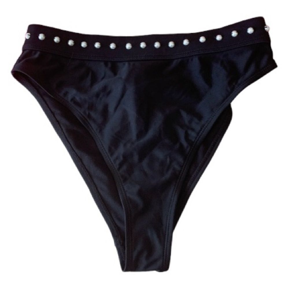 Black Pearl Embellish High Waisted Black Bikini Bottoms Size 4